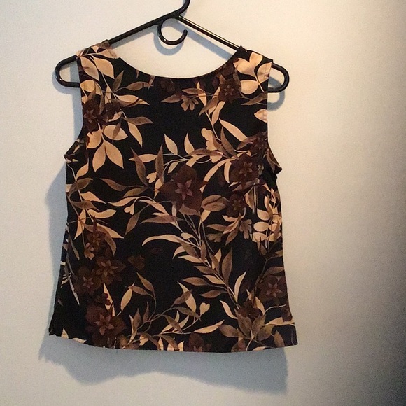 Laura Scott Small Brown Floral Print Tank Top - Picture 2 of 2
